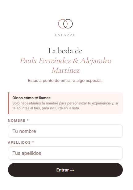 Acceso de invitado con nombre y apellido
